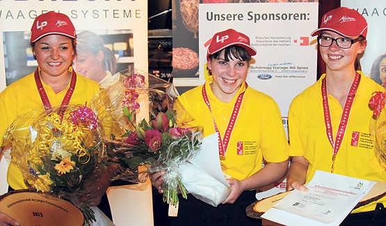 Allen Grund zum Staunen gaben die Siegerinnen der Jungfleischfachleute (v.l.) Claudia Jaun (Silber), Luzia Mathys (Gold) und Nicole Nick (Bronze). 