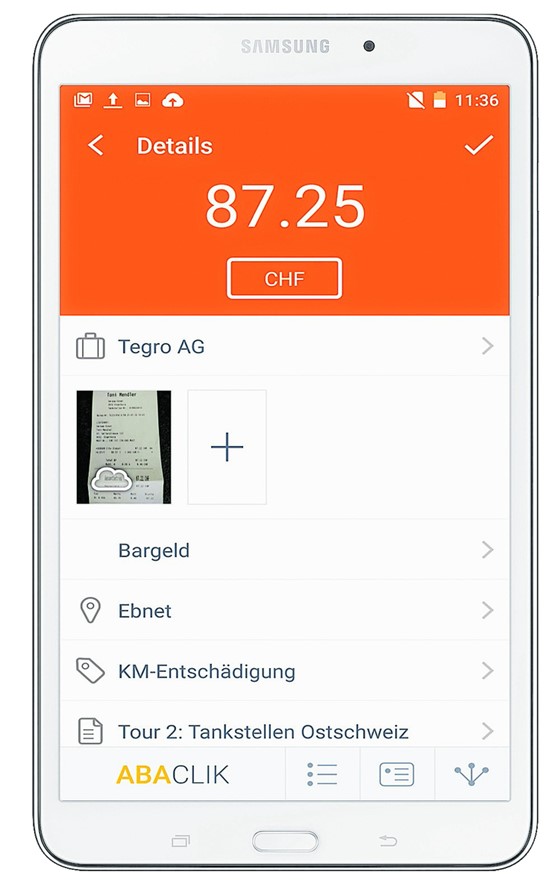 L’équipe du merchandising peut saisir sur une tablette, grâce à AbaCliK, autant les kilomètres parcourus, que les heures de travail réalisées ainsi que les notes de frais.