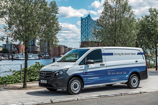 Elektro-Transporter: Der eVito von Mercedes-Benz stösst auf grosses Interesse. Nicht zuletzt, weil er lokal keine Emissionen hinterlässt. Bild: zVg