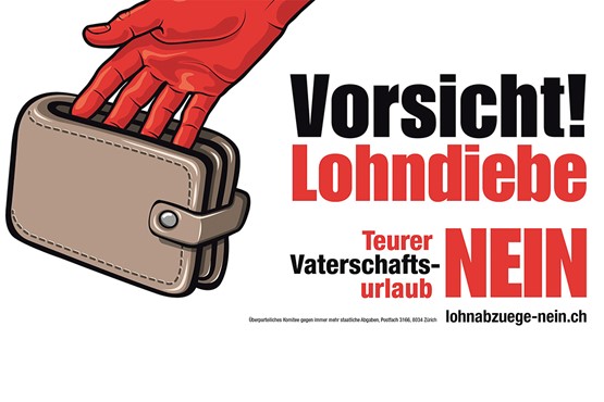 Mit diesem Sujet werben die Gegner des Vaterschaftsurlaubs für ein Nein. Illustration: zVg