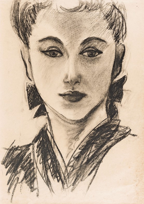 Francine Schwarzbourg. Sans titre ni date. Autoportrait au fusin.dr