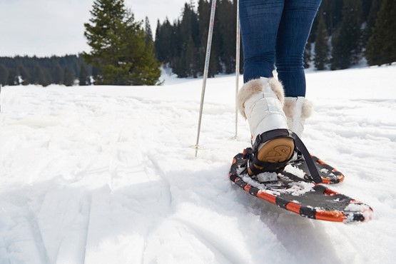 Schneeschuhwandern liegt im Trend: Nahezu schwerelos gleitet man über den Schnee und erkundet die weisse Winterlandschaft. Dabei macht es nicht nur riesigen Spass – Schneeschuhwandern ist auch ein sanfter Fitmacher und kinderleicht zu erlernen.Bild: zVg