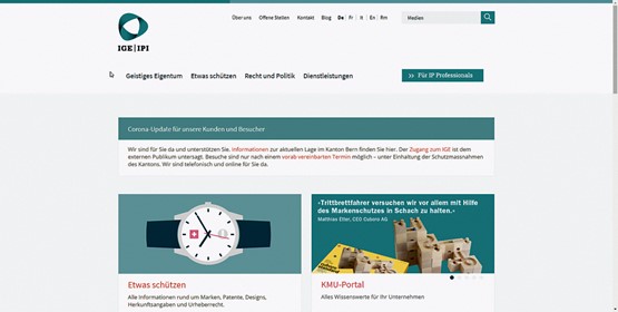 Wichtiger Schutz gerade auch für Patente der KMU: das Institut für geistiges Eigentum.Screenshot: sgz