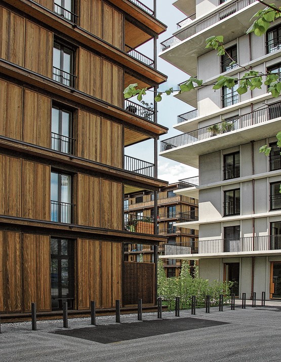 Holzbauboom in der Schweiz dank dem Lead von Lignum im Bereich Brandsicherheit: 2005 wurde mehrgeschossiges Bauen bis sechs Stockwerke möglich; seit 2015 kann Holz in allen Gebäudekategorien und Nutzungen angewendet werden.Bild: zVg