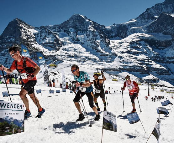 Am 3. April ist es wieder so weit: Zum fünften Mal wird die Weltcupstrecke am Lauberhorn zu Fuss statt auf Skiern gemeistert. Bild: zVg
