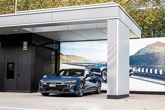 Der neue Audi Charging Hub hat vier ultraschnelle Ladepunkte.Bild: zVg