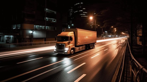 Les transports routiers nocturnes doivent être règlementés de manière plus pratique. Photo prise au nord du tunnel routier du Gothard.Photo: Keystone.