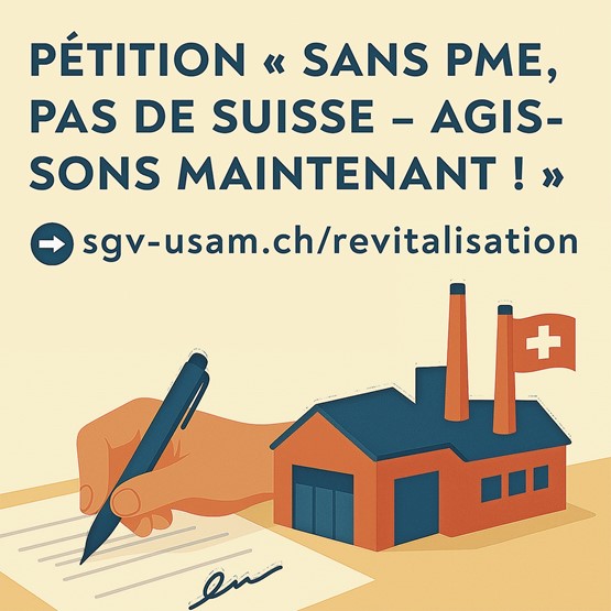 Il faut un programme complet de revitalisation des PME. C’est ce que réclame l’usam, notamment via une pétition. Illustration: dr/usam