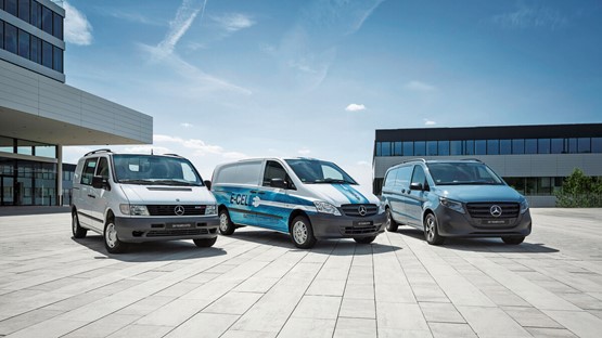 Drei Generationen Transportkompetenz: Der Mercedes-Benz Vito ist seit 30 Jahren ein fester Wert in der Branche.Bilder: zVg