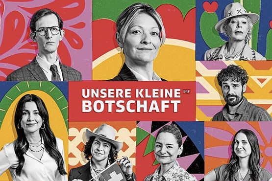 Für die Sitcom «Unsere kleine Botschaft» schaltete SRF ganzseitige Inserate im «Blick». Das dürfte viel gekostet haben. Der unsägliche SRG-Verleger-Deal lässt grüssen. Bild: zVg/SRF