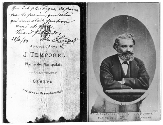 Porträt von Louis Favre, das beim Durchstich des Richtstollens durchgereicht wurde.Bild: SBB Historic