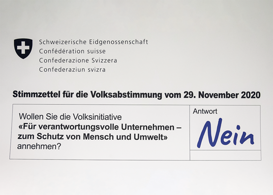2020 wurde die erste Konzernverantwortungsinitiative an der Urne abgelehnt. Nun geht die Zwängerei weiter: Es folgt die Neuauflage inklusive untauglichem Gegenvorschlag. Bild: Keystone