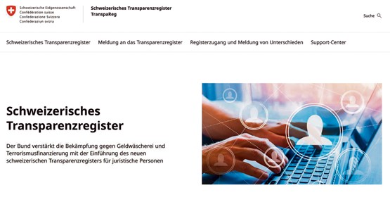 Das Schweizerische Transparenzregister dient der Erhöhung der Transparenz hinsichtlich der wirtschaftlich berechtigten Personen von juristischen Personen. Screenshot: sgz