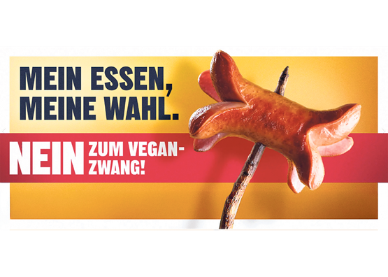 Die Bevormundung kennt seit längerer Zeit kaum noch Grenzen. Das gilt auch für die Ernährungsinitiative, die uns vorschreiben will, was wir essen sollen. Es braucht am 27. September ein NEIN. Illustration: zVg