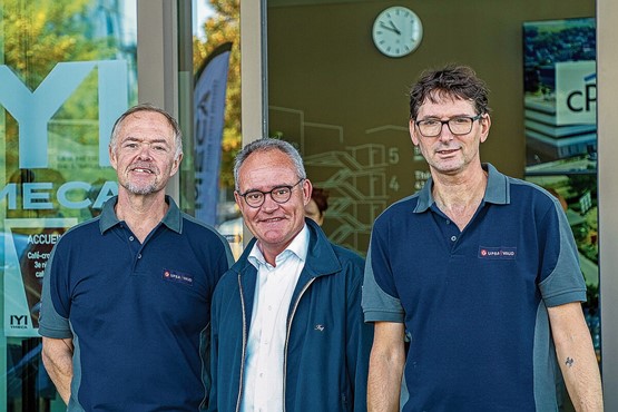 De gauche à droite : Alexandre Oulevey, président de la formation professionnelle, Nicolas Leuba, président UPSA-Vaud et Olivier Rochat, directeur du centre de formation.