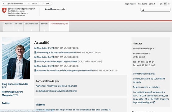 Sur cette page, les PME concernées peuvent signaler les prix abusifs en rapport avec les services de la grande UBS.Illustration: admin.ch