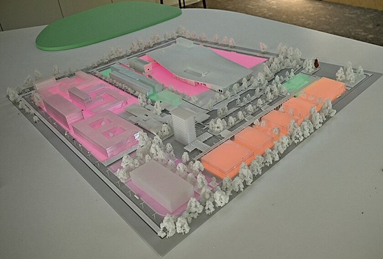 En orange et rose (gauche), les surfaces pouvant être construites.