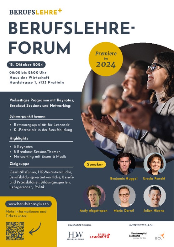 Fünf Keynotes, acht Breakout-Session-Themen und Networking mit Essen und Musik: Das erste Berufslehre-Forum bietet ein abwechslungsreiches Programm.Flyer: zVg