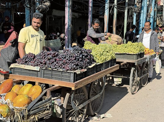 Das Abkommen mit Indien wird es Unternehmen aus der Schweiz erleichtern, vom Wachstum des indischen Marktes zu profitieren: Hier im Bild ein Gemüse- und Früchtemarkt in Delhi.Bild: dp