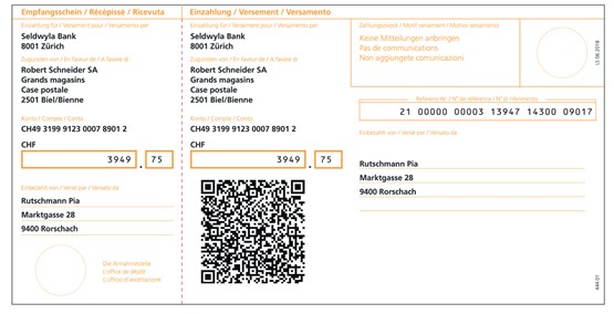 So sieht er aus, der standardisierte Einzahlungsschein mit lesbarem Datencode (QR-Code).