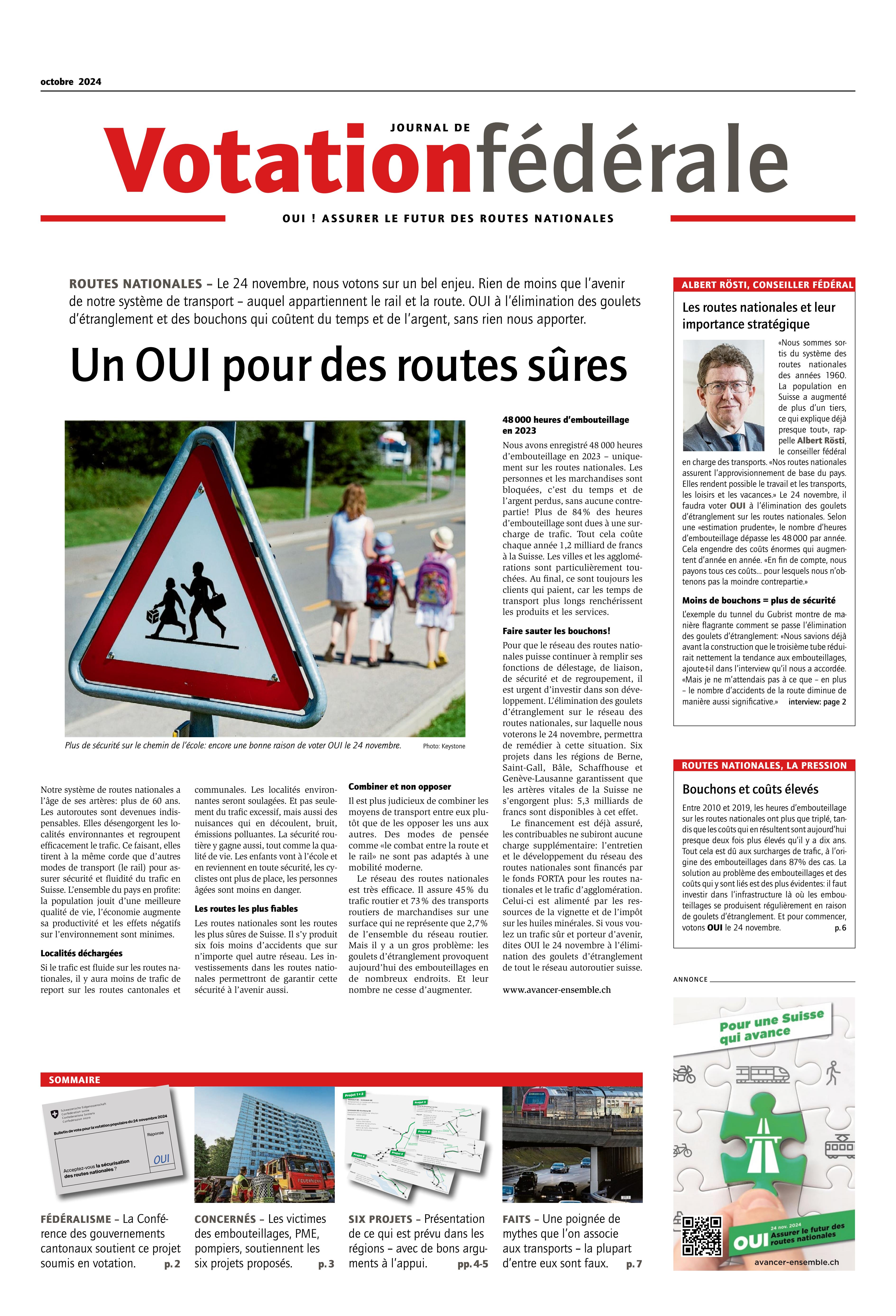 Journal de votation PRODES routes nationales
